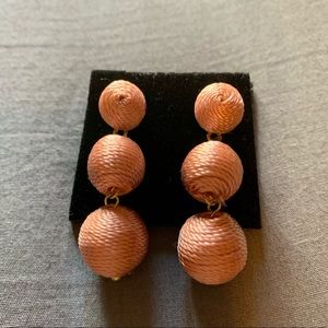 Light Pink and Gold 3 Drop Ball Earrings